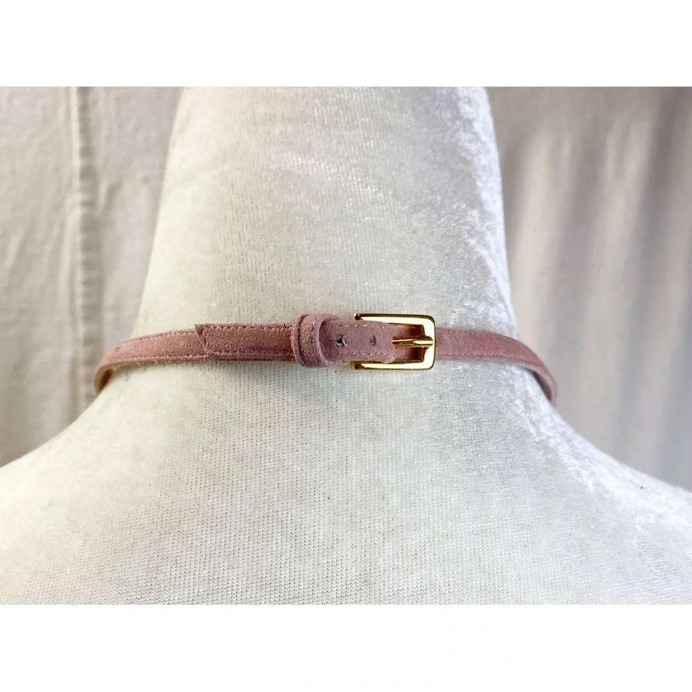 Authentic Tom Ford pink suede & Gold Padlock Anklet / Ankle Bracelet